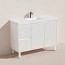 Brighton Fluted 1200mm Freestanding Matte White Vanity Diamond Sintered Stone Top Single Bowl - RJ Bathroom