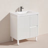 Brighton Fluted 750mm Single Bowl Freestanding Vanity - Matte White with Calacatta White Stone Top - RJ Bathroom