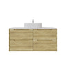 Brooklyn 1200mm Ashwood Timber Wall Hung Vanity front view with 4 soft-close drawers (single bowl) - RJ Bathroom