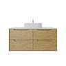 Brooklyn 1200mm Red Oak Timber Wall Hung Vanity front view with 4 soft-close drawers (single bowl) - RJ Bathroom