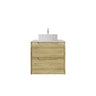 Brooklyn 600mm Ashwood Timber Wall Hung Vanity front view with 2 soft-close drawers - RJ Bathroom