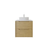 Brooklyn 600mm Red Oak Timber Wall Hung Vanity front view with 2 soft-close drawers - RJ Bathroom