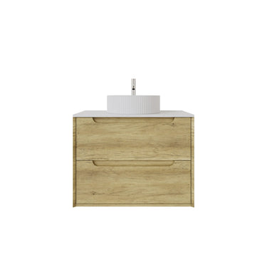 Brooklyn 750mm Ashwood Timber Wall Hung Vanity front view with 2 soft-close drawers - RJ Bathroom