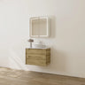 Brooklyn 750mm Ashwood Timber Wall Hung Vanity installed in a modern bathroom with LED mirror and stone top - RJ Bathroom