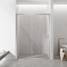 Brushed Nickel semi frameless wall to wall sliding shower screen with 6mm clear glass sliding door in a tiled bathroom