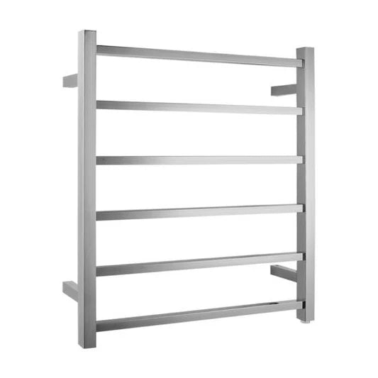 Electric Heated Towel Rail Towel Rack Brushed Nickel Square 6 Bars