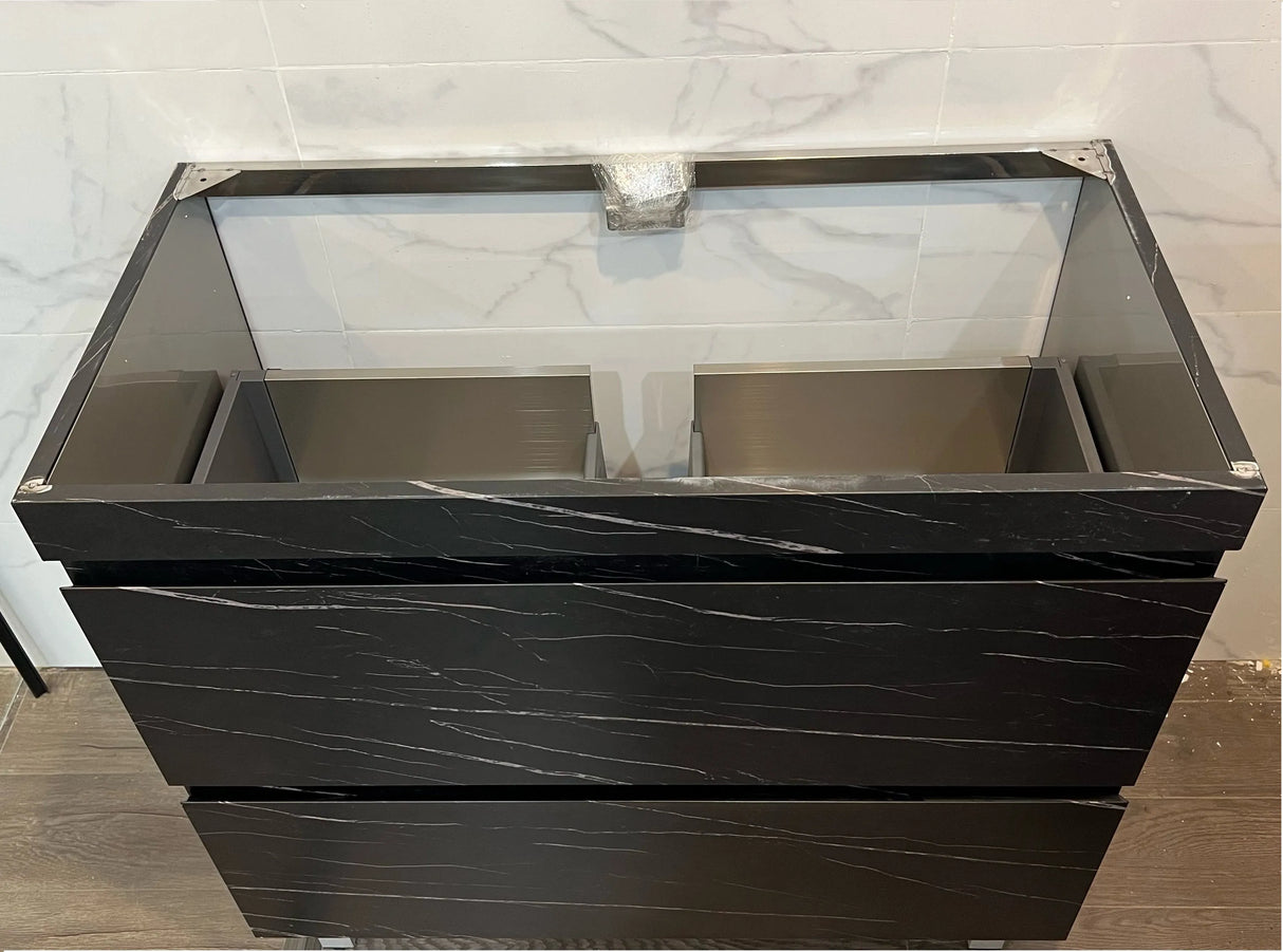 Midnight Marble Black All Drawer Stainless Steel Two Drawers Freestanding Vanity 750/900/1200mm - RJ Bathroom