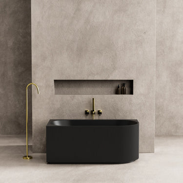 Capri 1500mm fluted left corner freestanding bath in Matte Black