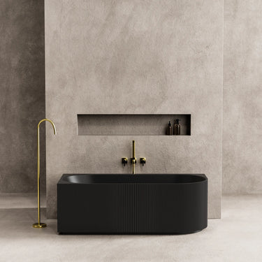 Capri 1700mm fluted left corner freestanding bath in Matte Black