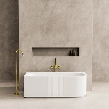 Capri 1700mm fluted left corner freestanding bath in Matte White
