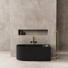 Capri 1700mm Fluted Right Corner Back to Wall Matte Black Bathtub - RJ Bathroom
