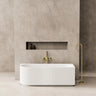 Capri 1700mm fluted right corner freestanding bath in Gloss White