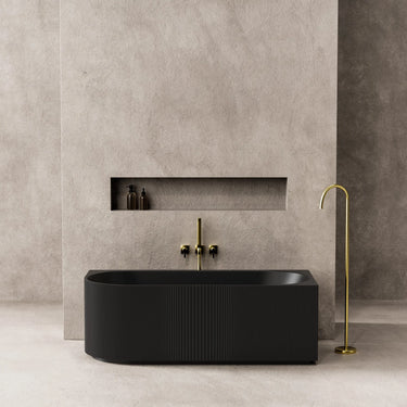 Capri 1700mm fluted right corner freestanding bath in Matte Black