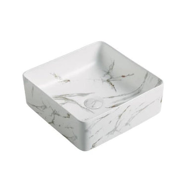 Carrara Gold Vein 370x370mm Square Above Counter Matte White Basin - RJ Bathroom