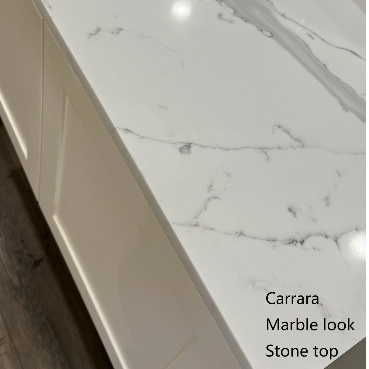 Hampton Shaker 600x360mm Slim Narrow Wall Hung Two Doors Vanity Carrara Marble Stone