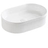 Cascade fluted oval above counter basin 490x310mm in gloss white ceramic, CA4931-GW