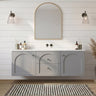 Chester 1200mm Matte Grey Hampton wall hung vanity with arched doors, styled bathroom