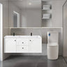 Chester Archie Hampton 1200mm Double Bowl Matte White PVC Waterproof Wall Hung Vanity Black Handles - RJ Bathroom