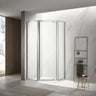 Chrome semi frameless diamond shower screen with pivot door in a corner shower