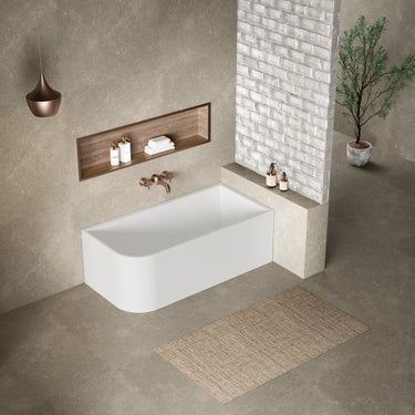 Clayton 1700mm right freestanding corner bath in Gloss White