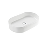 Cora 580x360mm Oval Pill Fluted Above Counter Matte White Basin - RJ Bathroom
