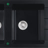 Cora Granite Double Bowl with Drainer Kitchen Sink 1160x500x210mm Black - RJ Bathroom