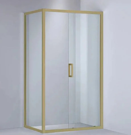 Covey Brushed Gold Semi Frameless Corner Sliding Door Shower Screen - RJ Bathroom