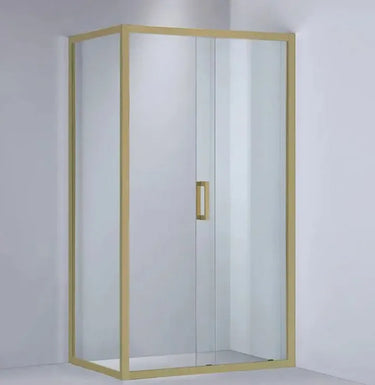Covey Brushed Gold Semi Frameless Corner Sliding Door Shower Screen - RJ Bathroom