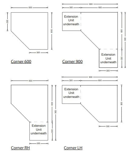 Corner Vanity 900x600mm Gloss White With Polymarble Basin Top - RJ Bathroom
