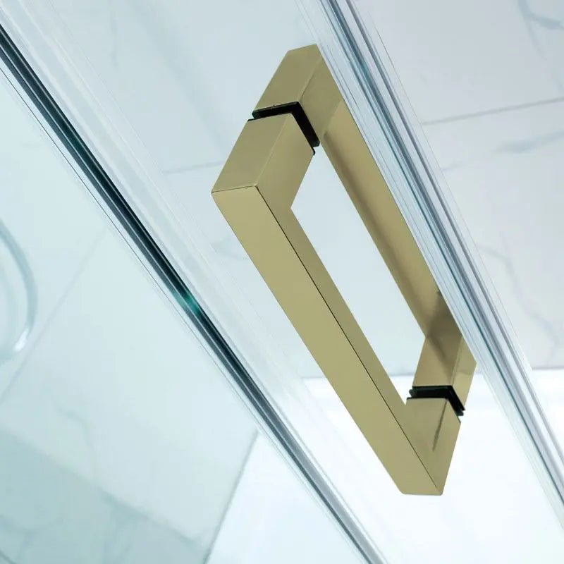 Covey Brushed Gold Frameless Sliding Wall to Wall Shower Screen - RJ Bathroom