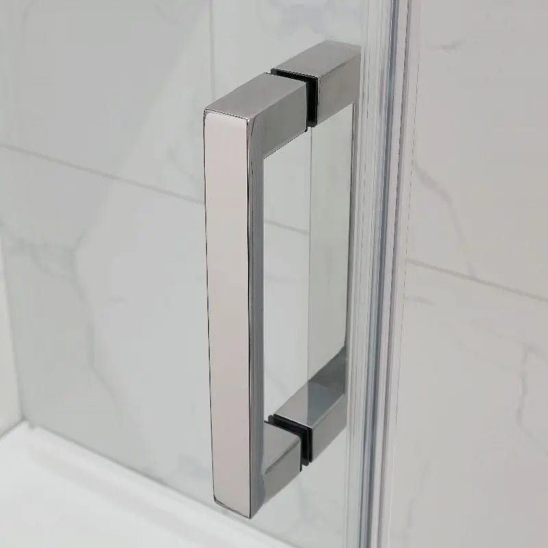 Covey Frameless Brushed Nickel Corner Sliding Door Shower Screen - RJ Bathroom