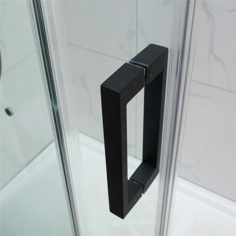 Covey Frameless Matte Black Corner Sliding Door Shower Screen - RJ Bathroom