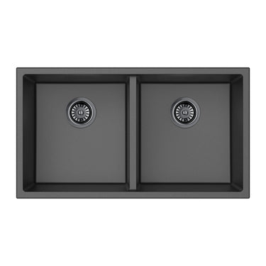 Crete 813x457mm Matte Black double bowl granite sink