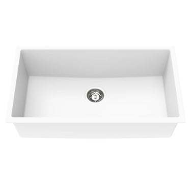 Crete 813x457mm Matte White single bowl granite sink
