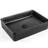 Crete Fluted 500x340mm Rectangular Above Counter Matte Black Basin - RJ Bathroom