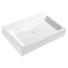 Crete 600 x 420mm solid surface stone wall hung basin in matte white with one tap hole