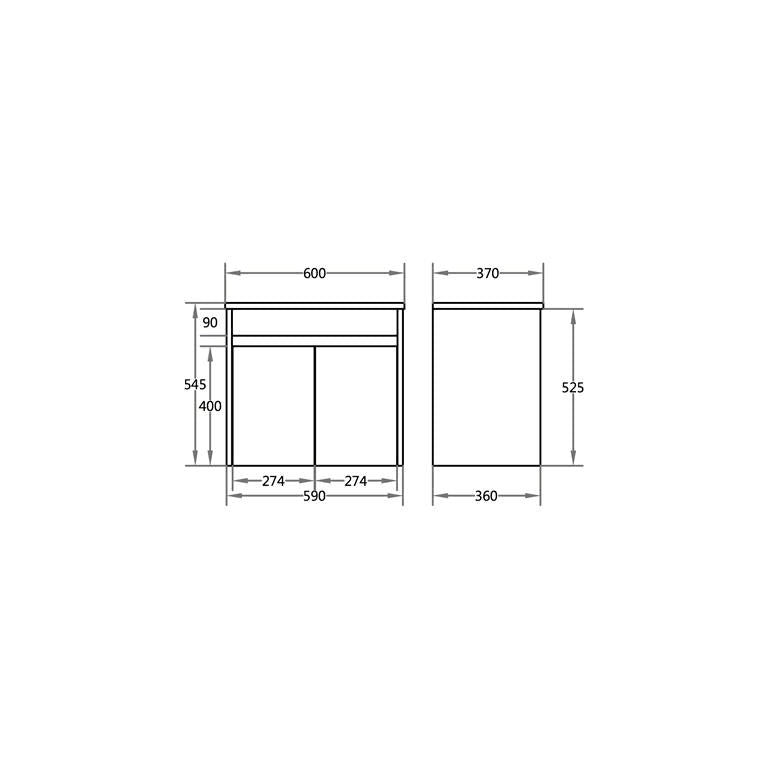 Polar PVC 600x360mm Ensuite Slim Narrow Compact Wall Hung Vanity