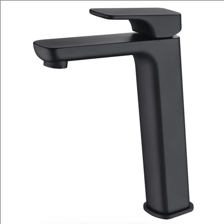 Eden Soft Square High Rise Basin Mixer Matt Black - RJ Bathroom