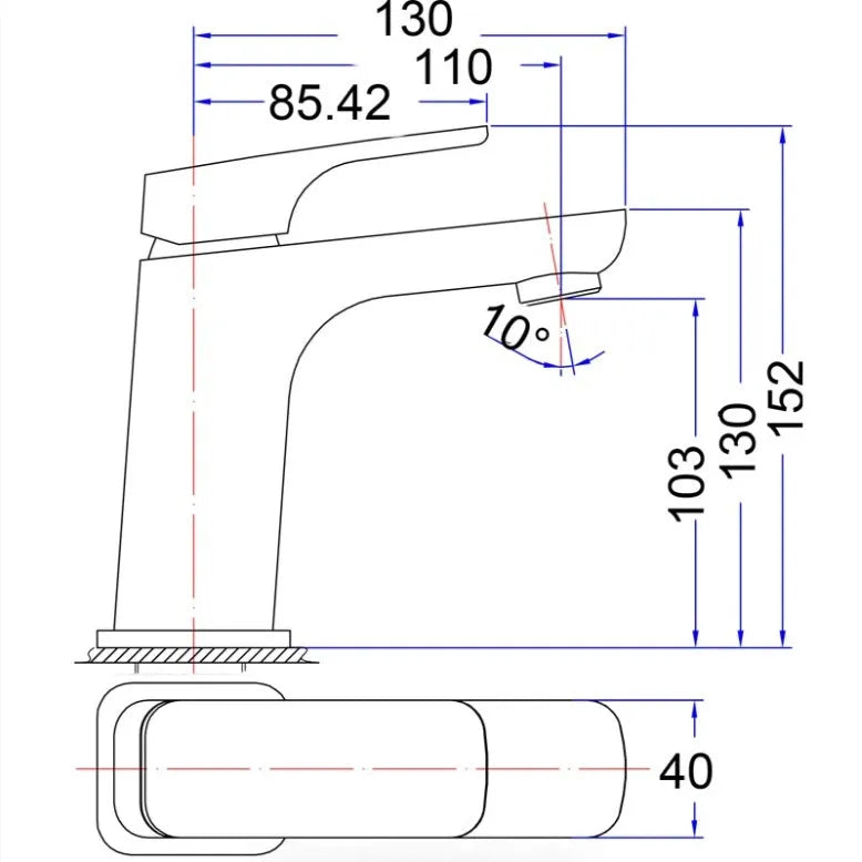 Eden Chrome/Black Soft Square Basin Mixer for Vanity and Sink - PSL2001 (Copy) - RJ Bathroom