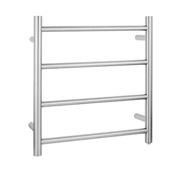 Electric Heated Towel Rail Towel Rack Brushed Nickel Round 4 Bars - RJ Bathroom