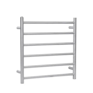 Electric Heated Towel Rail Towel Rack Brushed Nickel Round 6 Bars - RJ Bathroom