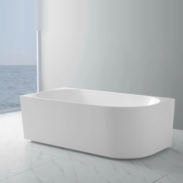 Elivia 1500mm left corner freestanding bath in Gloss White