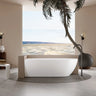Ellips 1500mm left freestanding corner bath with overflow in Gloss White