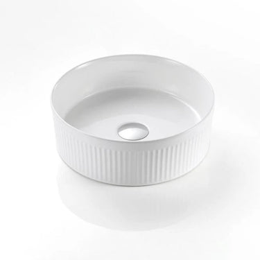 Fluted 400x400mm Cascade Round Above Counter Matte White Basin - RJ Bathroom