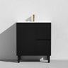 Fluted Freestanding Vanity Brighton 750mm Matte Black PVC Waterproof Carrara Dimond Sintered Top 50mm - RJ Bathroom
