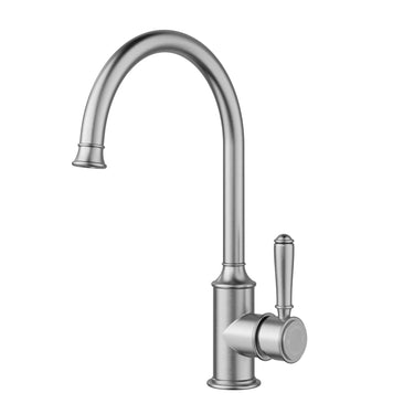 Ikon Clasico Hampton Brushed Nickel Gooseneck Sink Mixer