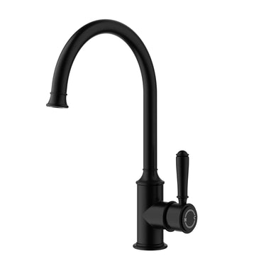 Ikon Clasico Hampton Matte Black Gooseneck Sink Mixer