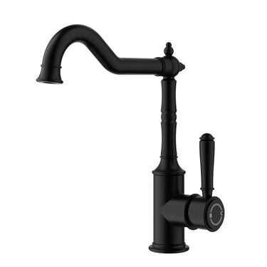Ikon Clasico Hampton Matte Black Sink Mixer Hook Spout