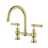 Ikon Clasico Hampton Brushed Gold Kitchen Mixer Tap - Bridge Design, Lead Free