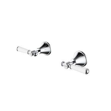 Ikon Clasico Hampton Chrome Shower Wall Taps - Top Assembly, Ceramic Handle, Lead Free